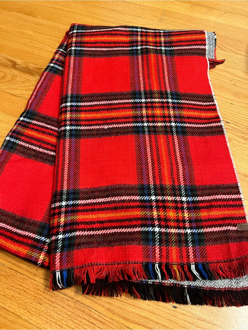 Roots Red Plaid Fringe scarf or wrap